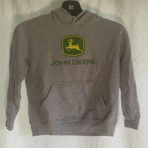 John Deere Gray Hoodie with Green Logo